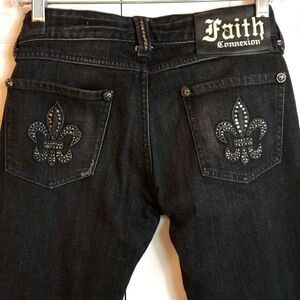 Faith Connexion Black Bling Straight Leg Jeans 26